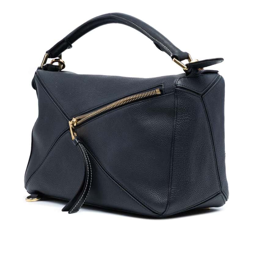 Loewe Medium Calfskin Puzzle Satchel Black Leather Good condition - Back View