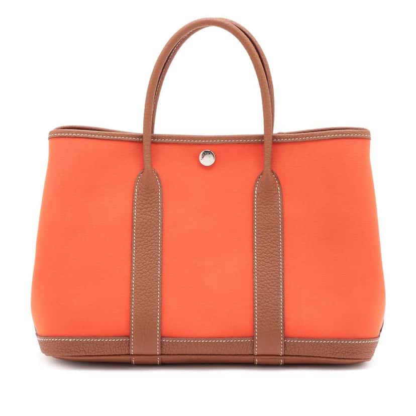 Hermès Toile and Negonda Garden Party 30 Orange Canvas Good condition - Back View