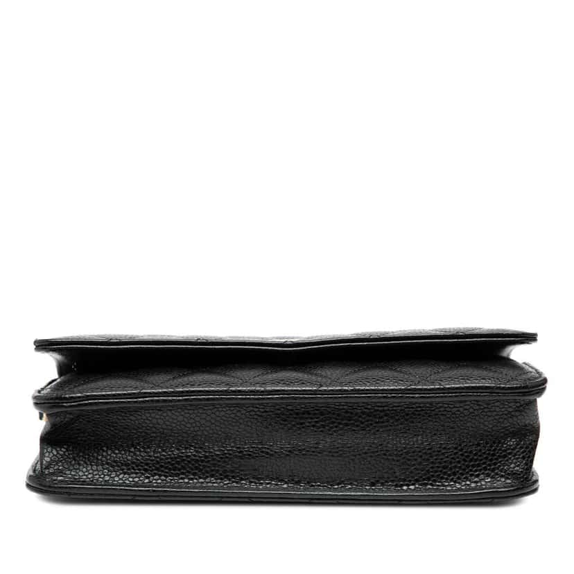 Chanel CC Quilted Caviar Wallet on Chain Black Leather Good condition - Inside View
