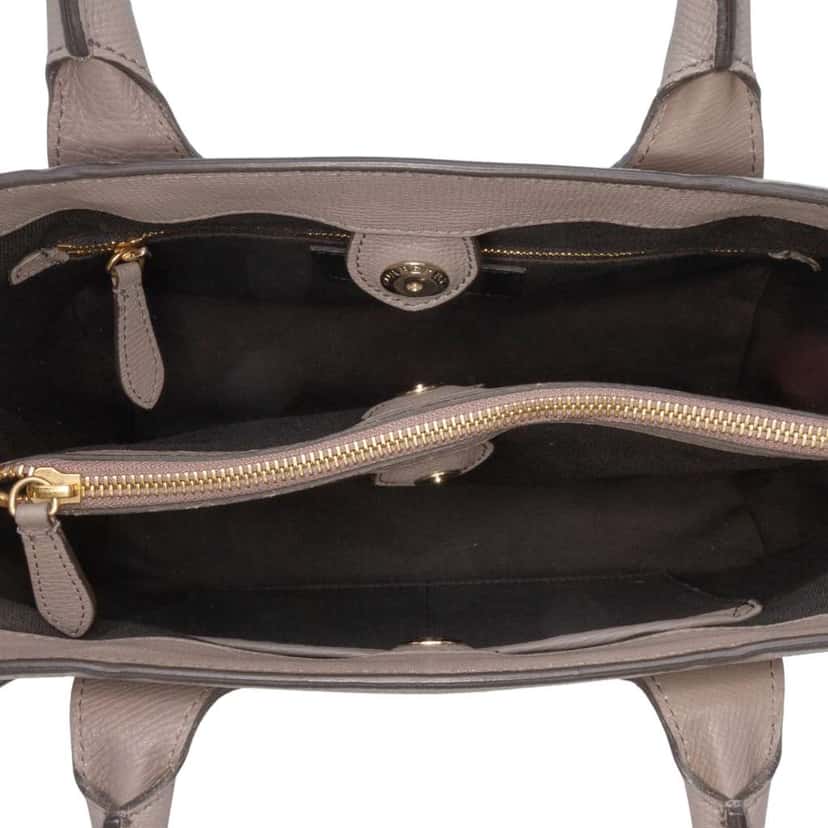 Burberry Medium Leather and House Check Banner Satchel Brown Leather Fair condition - Model View
