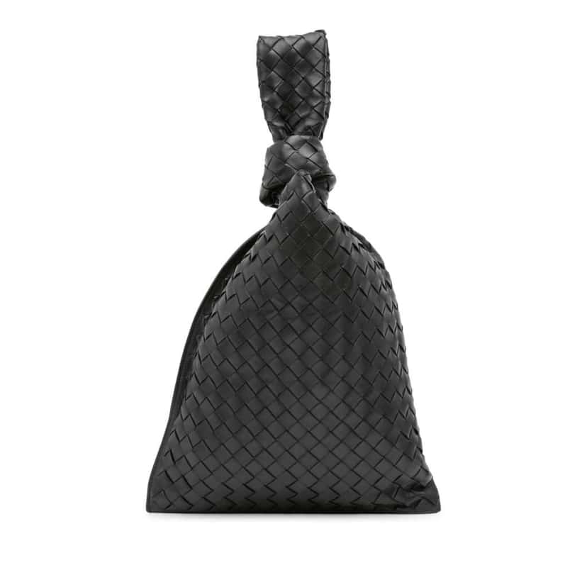 Bottega Veneta Nappa Intrecciato BV Twist Handbag Black Leather Good condition - Front View