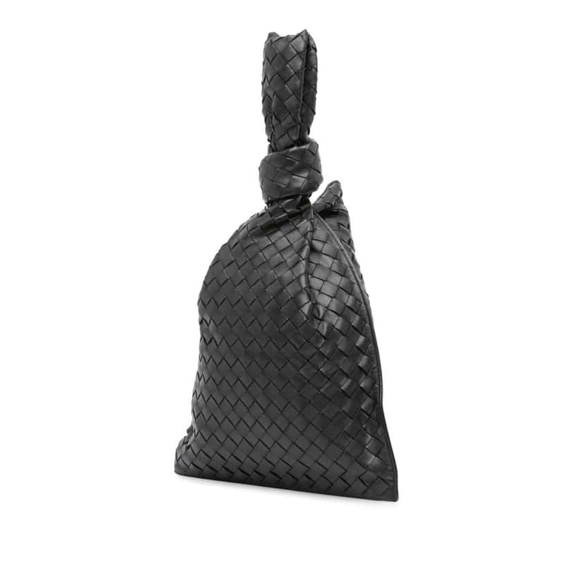 Bottega Veneta Nappa Intrecciato BV Twist Handbag Black Leather Good condition - Back View