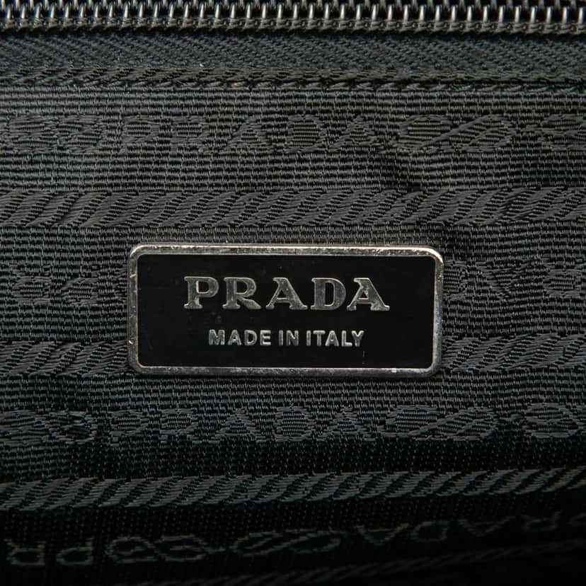 Prada Saffiano Travel Briefcase Black Leather Good condition - Box View