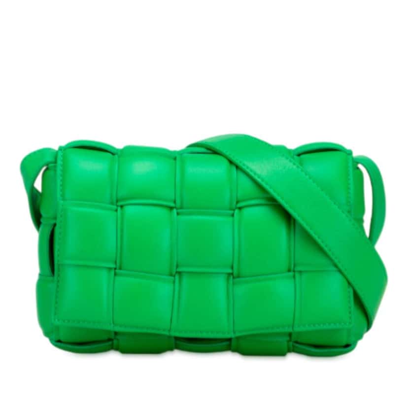 Bottega Veneta Small Nappa Intrecciato Padded Cassette Crossbody Green Leather Good condition - Front View