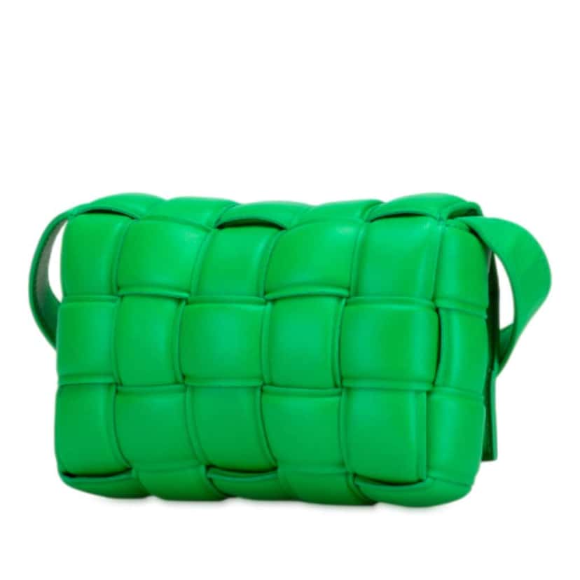 Bottega Veneta Small Nappa Intrecciato Padded Cassette Crossbody Green Leather Good condition - Back View