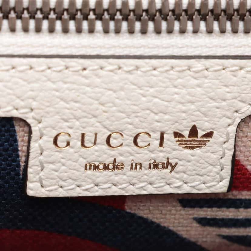 Gucci Adidas Mini Textured Dollar Calfskin Logo Web Duffle Bag White Leather Good condition - Model View