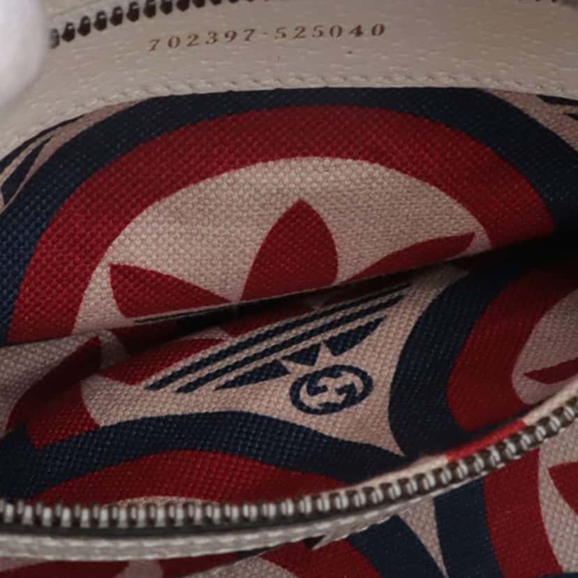 Gucci Adidas Mini Textured Dollar Calfskin Logo Web Duffle Bag White Leather Good condition - Box View