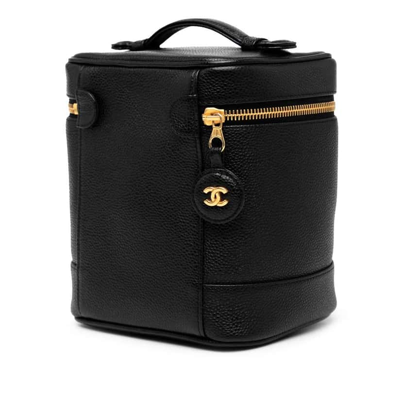 Chanel CC Caviar Vanity Case Black Leather Good condition - Back View