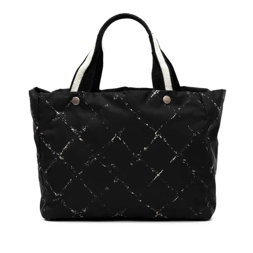Chanel Old Travel Line Nylon Tote Black Good condition - Front View