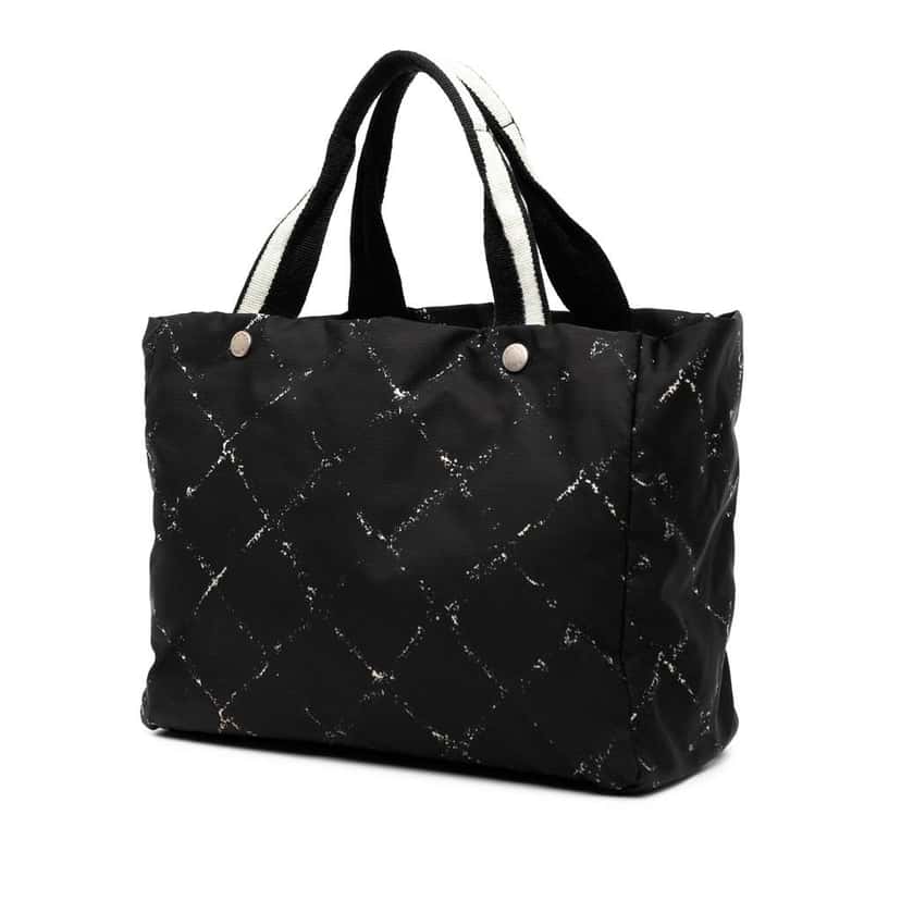 Chanel Old Travel Line Nylon Tote Black Good condition - Back View