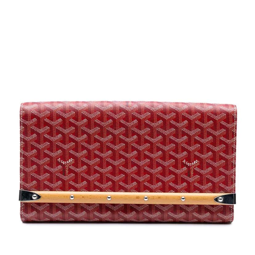 Goyard Goyardine Monte Carlo Bois Clutch Red Canvas Good condition - Front View