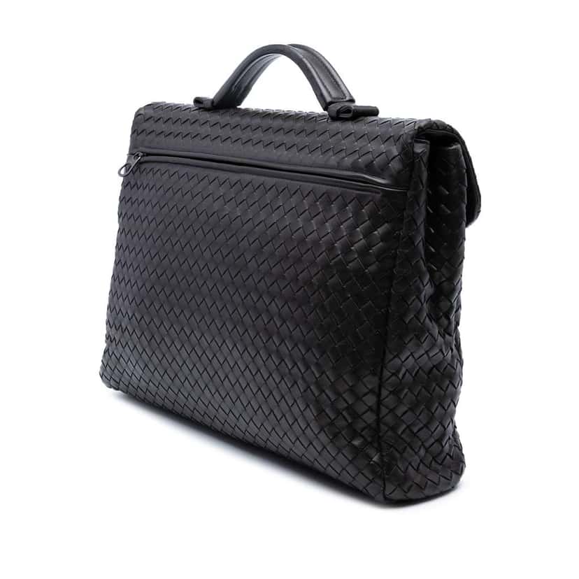 Bottega Veneta Nappa Intrecciato Briefcase Black Leather Good condition - Back View
