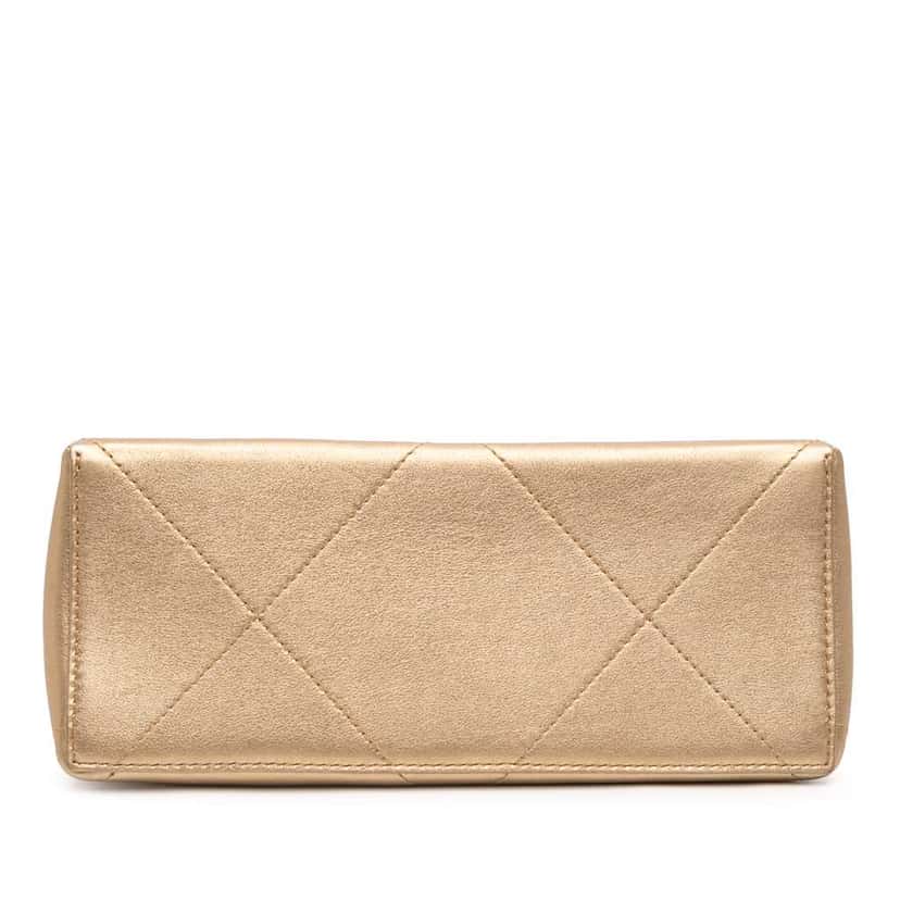 Chanel Small Calfskin Kiss Lock Frame Bag Gold Leather Good condition - Inside View