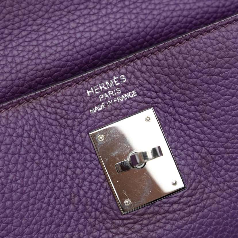 Hermès Togo Kelly II Retourne 35 Purple Leather Very good condition - Box View