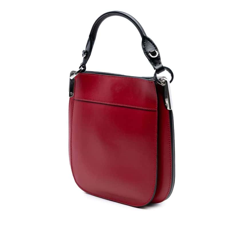 Prada Small City Calf Margit Satchel Red Leather Good condition - Back View