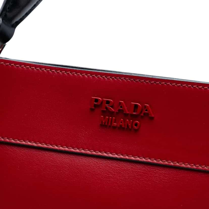 Prada Small City Calf Margit Satchel Red Leather Good condition - Box View