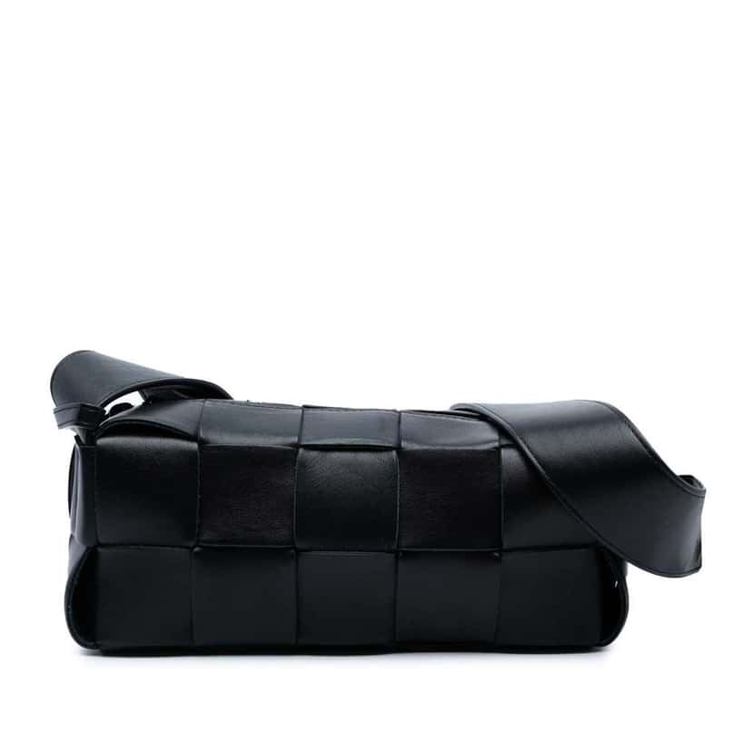 Bottega Veneta Small Lambskin Intrecciato Brick Cassette Black Leather Good condition - Front View