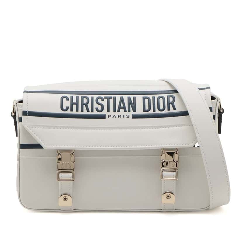 Dior Small Smooth Calfskin Embroidered Diorcamp Messenger Bag White Leather Good condition - Front View