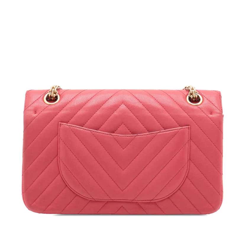 Chanel Reissue 2.55 Chevron Lambskin Double Flap 225 Red Leather Good condition - Back View