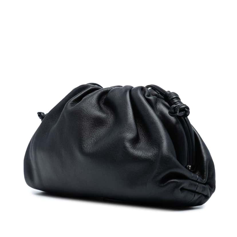 Bottega Veneta Lambskin The Mini Pouch Crossbody Black Leather Good condition - Back View