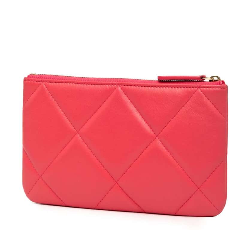 Chanel Small Lambskin 19 O Case Pouch Pink Leather Good condition - Back View