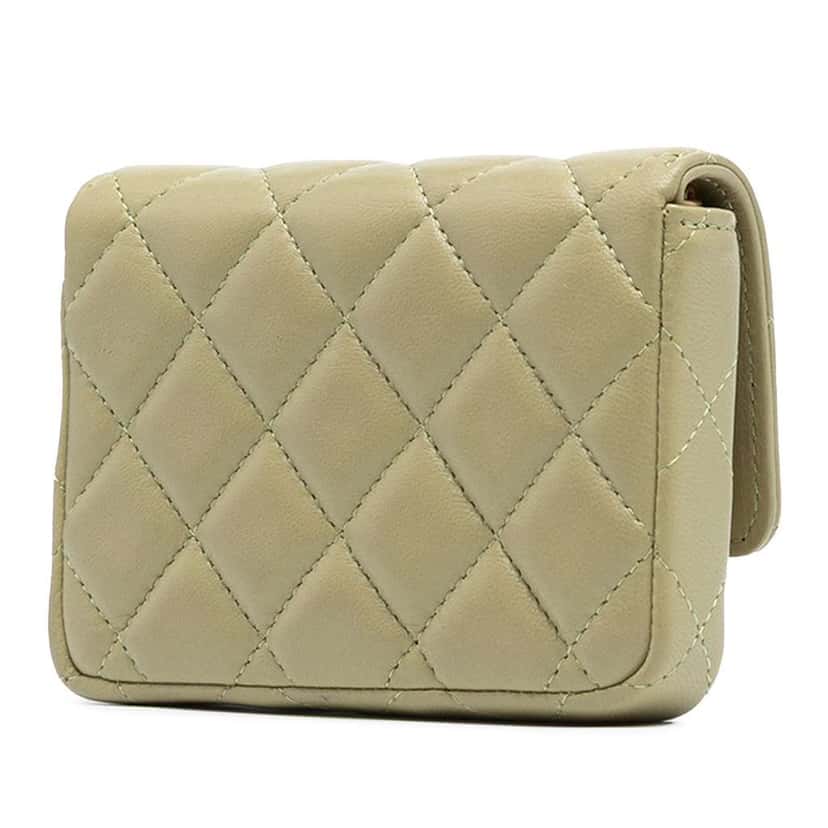 Chanel Lambskin Enamel Coco Hearts Clutch with Chain Green Leather Good condition - Back View
