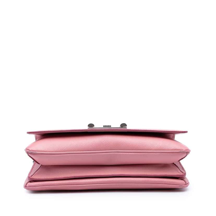 Prada Saffiano Lux Lock Chain Flap Pink Leather Good condition - Inside View