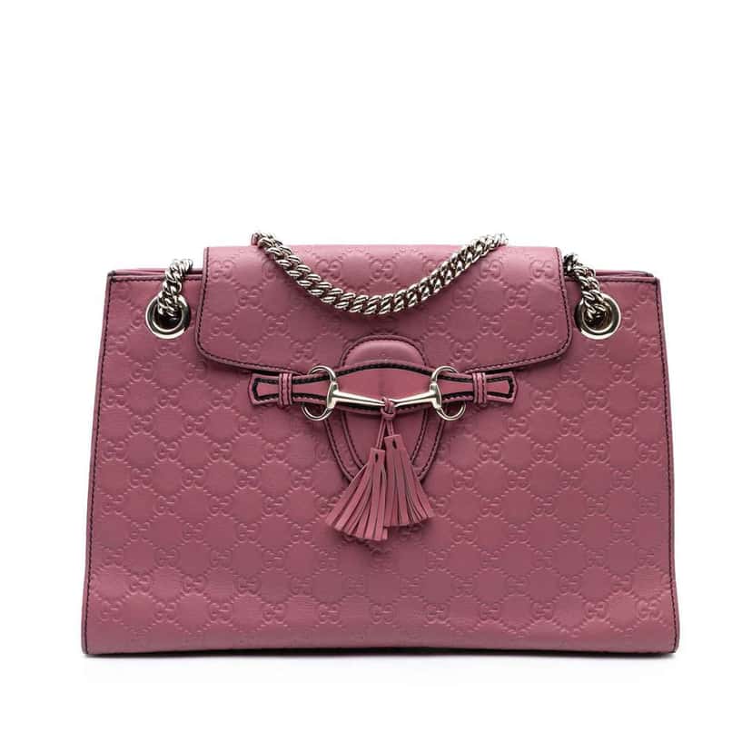 Gucci Large Guccissima Emily Shoulder Bag Pink Leather Good condition - Front View