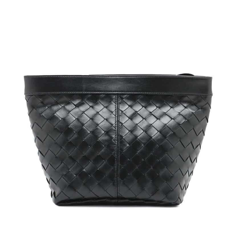 Bottega Veneta Medium Nappa Intrecciato Flip Flap Pouch Black Leather Good condition - Back View
