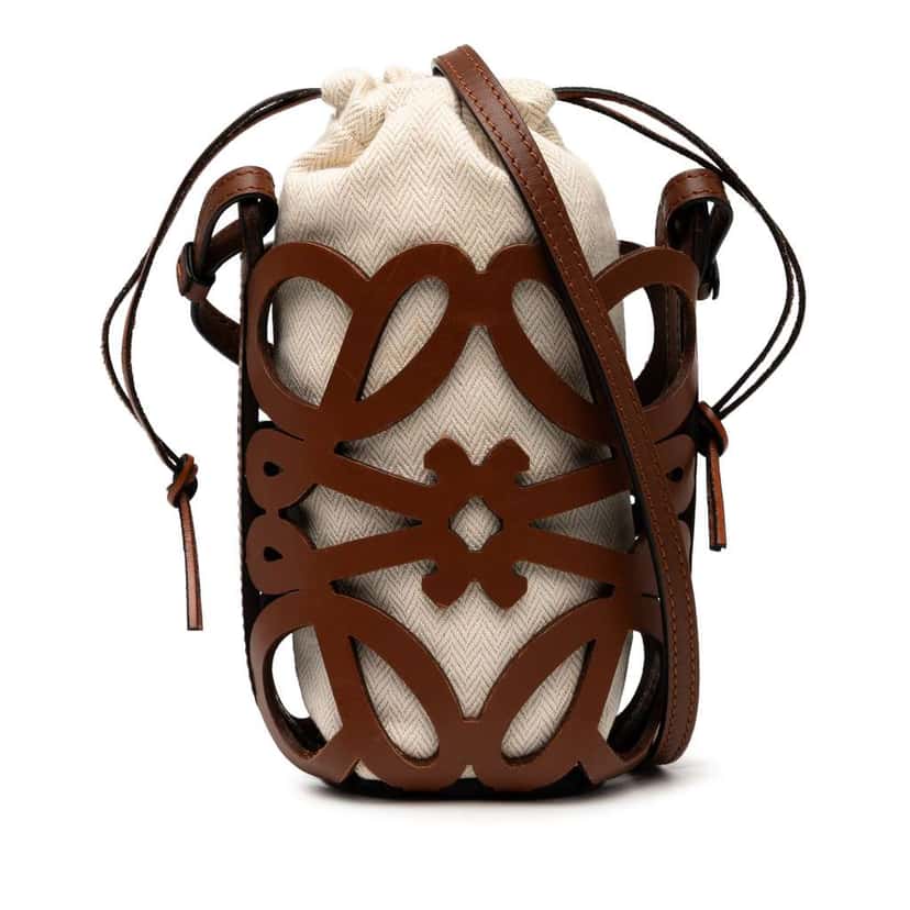 Loewe Anagram Leather Cut Out Pocket Crossbody Brown Leather Good condition - Front View