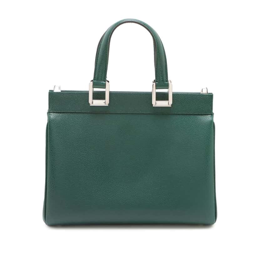 Gucci Small Grained Calfskin Zumi Top Handle Bag Green Leather Good condition - Back View