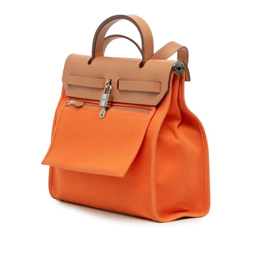 Hermès Toile Herbag Zip 31 Orange Canvas Good condition - Back View