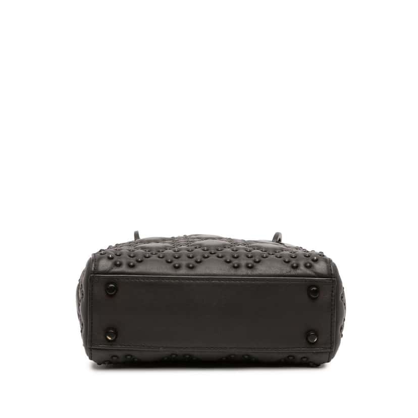 Dior Mini Ultra Matte Calfskin Cannage Studded Supple Lady Dior Black Leather Good condition - Inside View