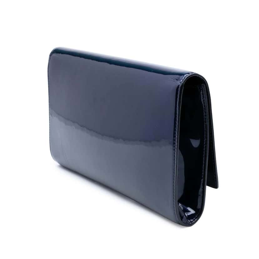 Saint Laurent Large Patent Belle De Jour Clutch Blue Leather Good condition - Back View