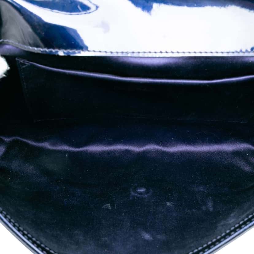 Saint Laurent Large Patent Belle De Jour Clutch Blue Leather Good condition - Model View