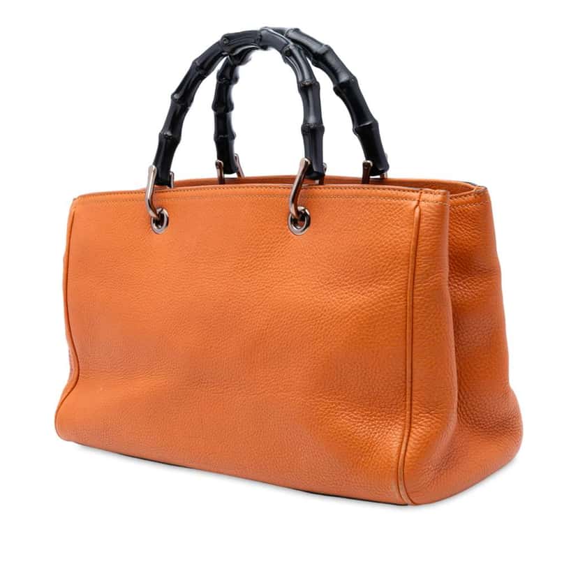 Gucci Medium Calfskin Bamboo Shopper Satchel Orange Leather Good condition - Back View