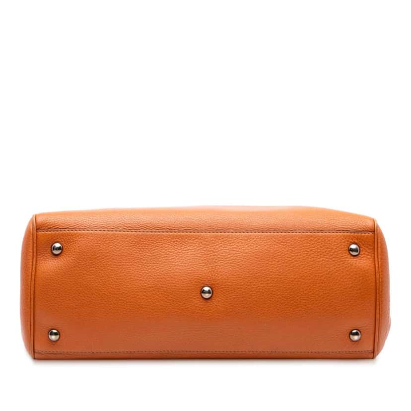 Gucci Medium Calfskin Bamboo Shopper Satchel Orange Leather Good condition - Inside View
