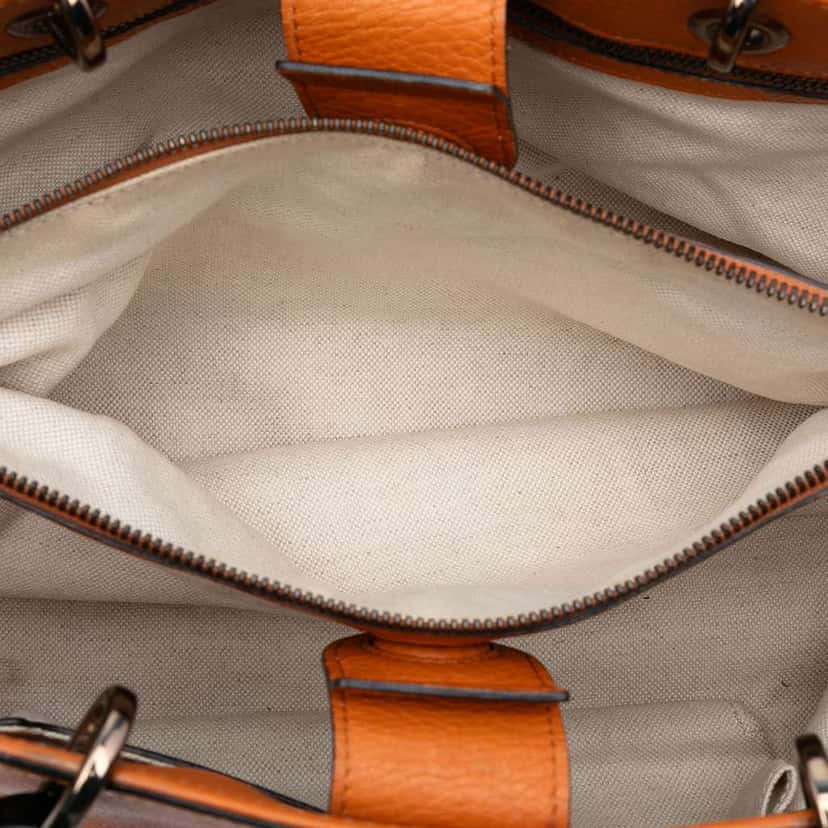 Gucci Medium Calfskin Bamboo Shopper Satchel Orange Leather Good condition - Model View