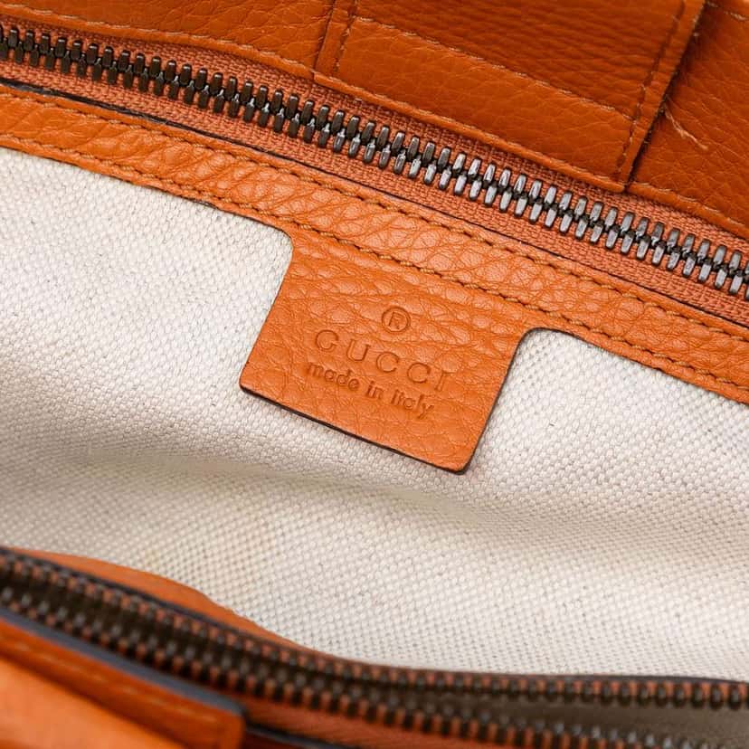 Gucci Medium Calfskin Bamboo Shopper Satchel Orange Leather Good condition - Box View