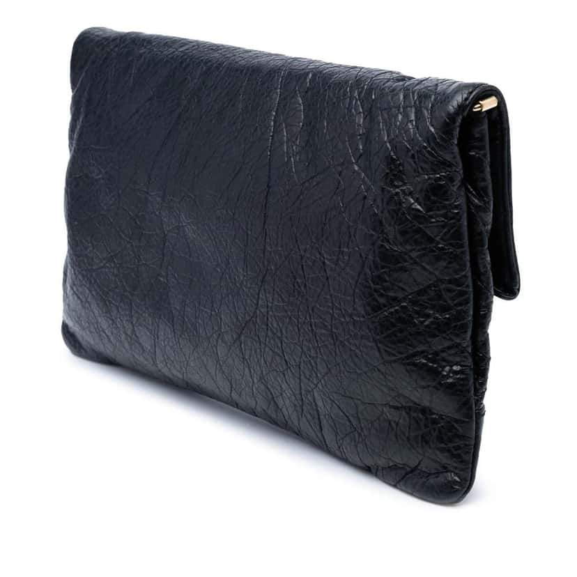 Balenciaga Lambskin Motocross Giant 12 Envelope Clutch Black Leather Good condition - Back View