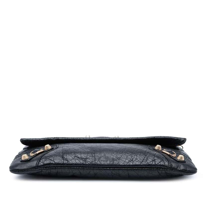 Balenciaga Lambskin Motocross Giant 12 Envelope Clutch Black Leather Good condition - Inside View