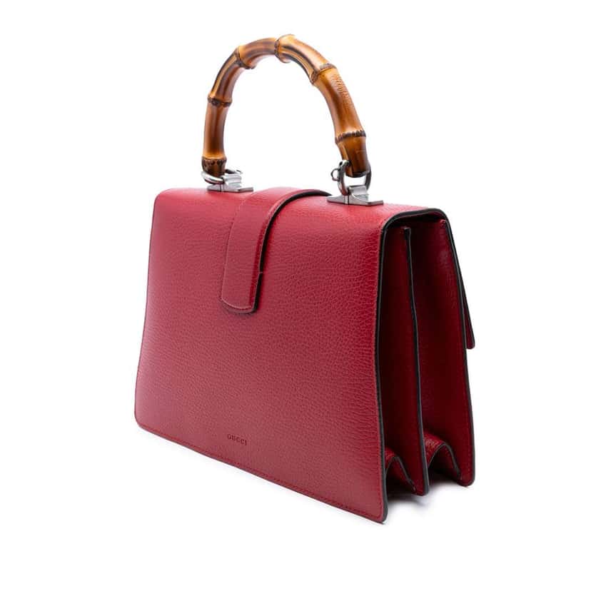 Gucci Medium Bamboo Dionysus Web Satchel Red Leather Good condition - Back View