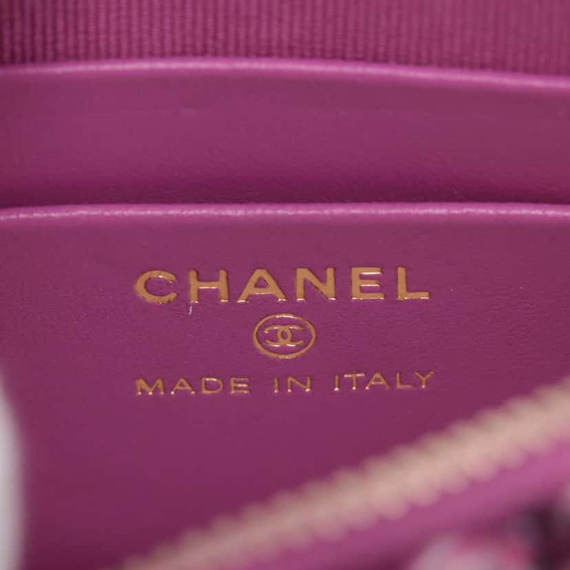Chanel CC Tweed Houndstooth Clutch On Chain Purple Tweed Very good condition - Box View