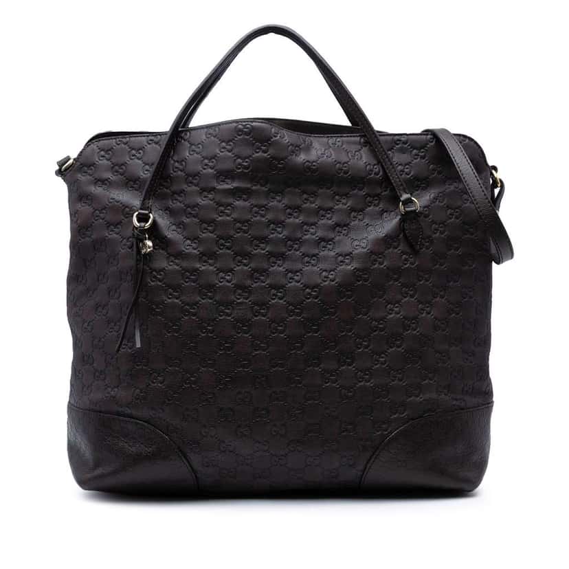 Gucci Large Guccissima Bree Fold Over Tote Brown Leather Fair condition - Front View