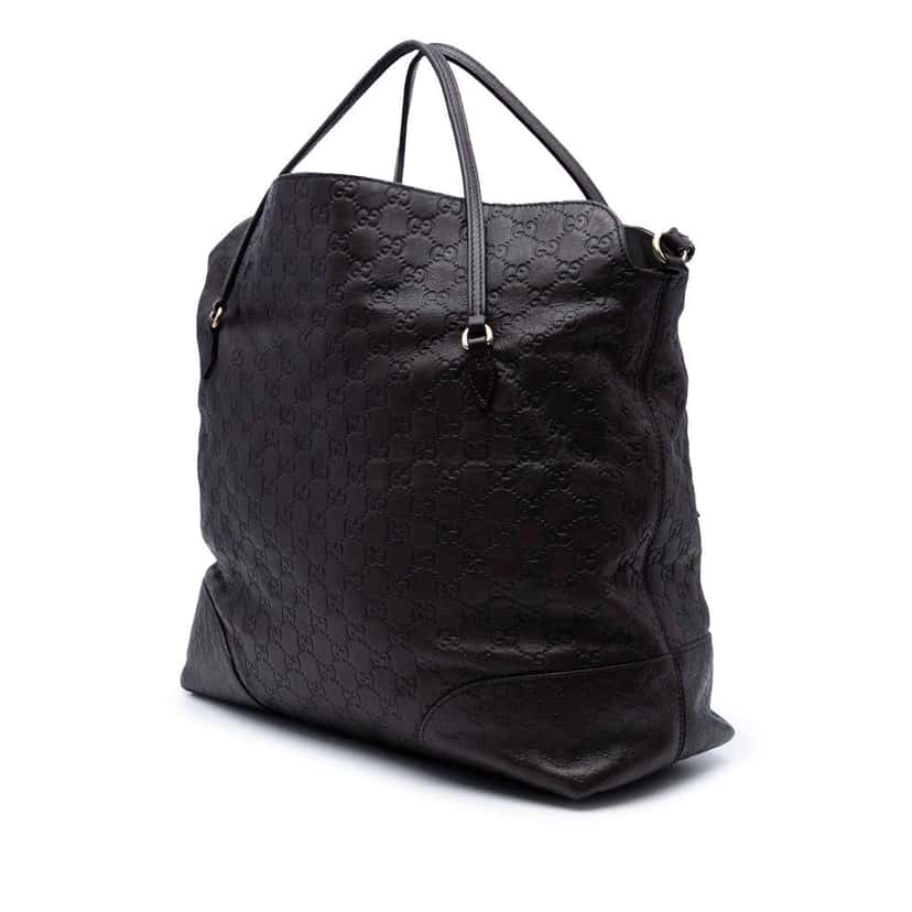 Gucci Large Guccissima Bree Fold Over Tote Brown Leather Fair condition - Back View
