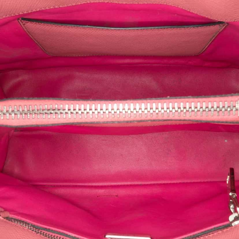 Prada Saffiano Cuir Turnlock Twin Satchel Pink Leather Good condition - Model View