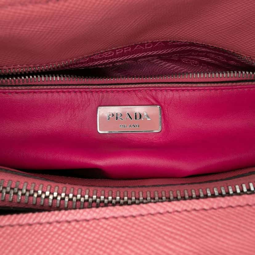 Prada Saffiano Cuir Turnlock Twin Satchel Pink Leather Good condition - Box View
