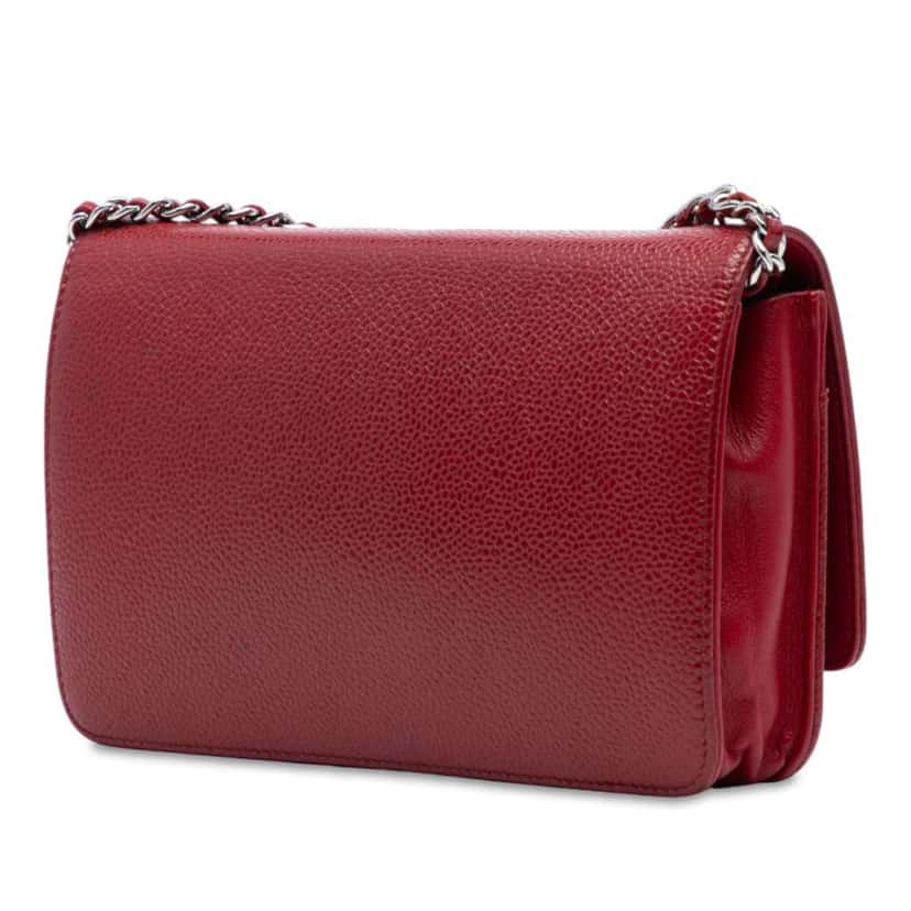 Chanel CC Caviar Wallet On Chain Red Leather Very good condition - Back View