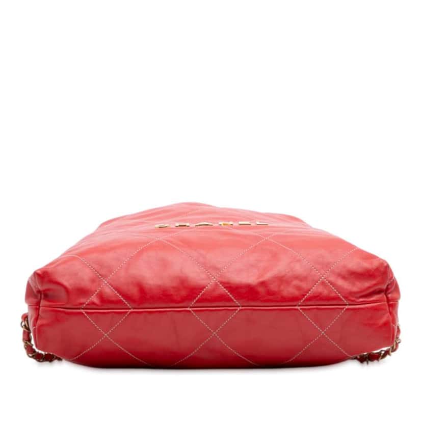Chanel Large Shiny Quilted Calfskin 22 Backpack Red Leather Very good condition - Inside View