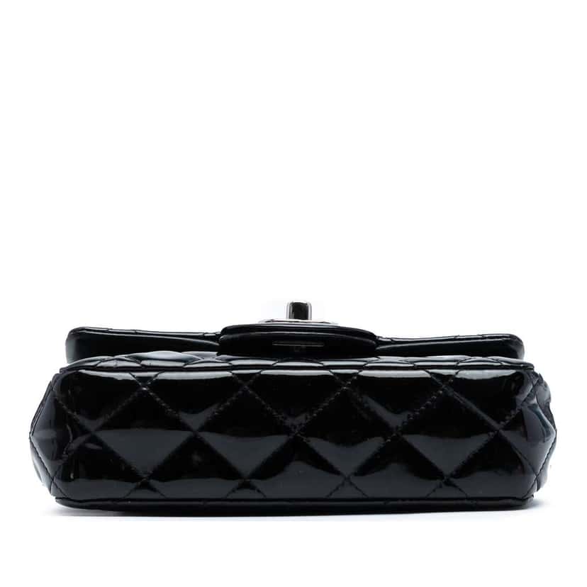 Chanel Extra Mini Rectangular Classic Patent Single Flap Black Leather Good condition - Back View